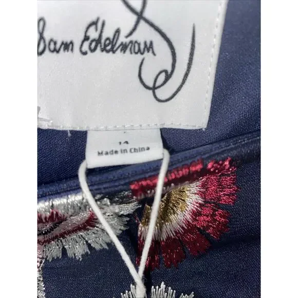 Sam Edelman Navy Blue Embroidered Floral Dress 14 NWT - Picture 7 of 8
